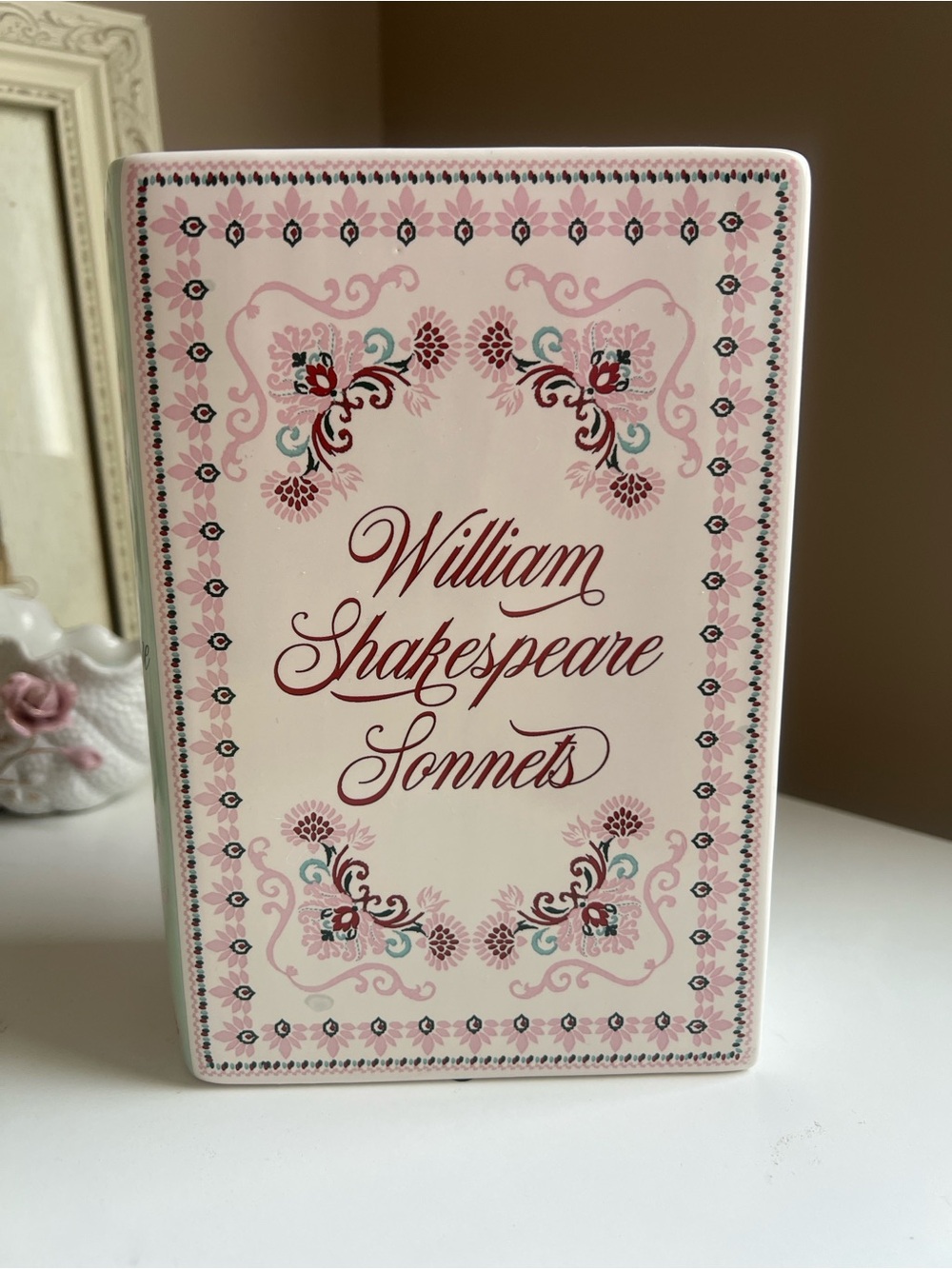 William Shakespeare Sonnets Decorative Book Vase - Pink Floral